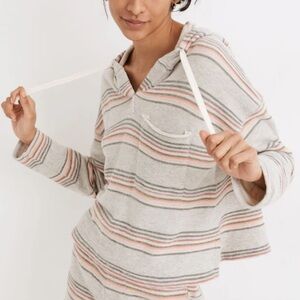 Madewell MWL Popover Hoodie Sweatshirt in Sorrento Stripe - Size Large